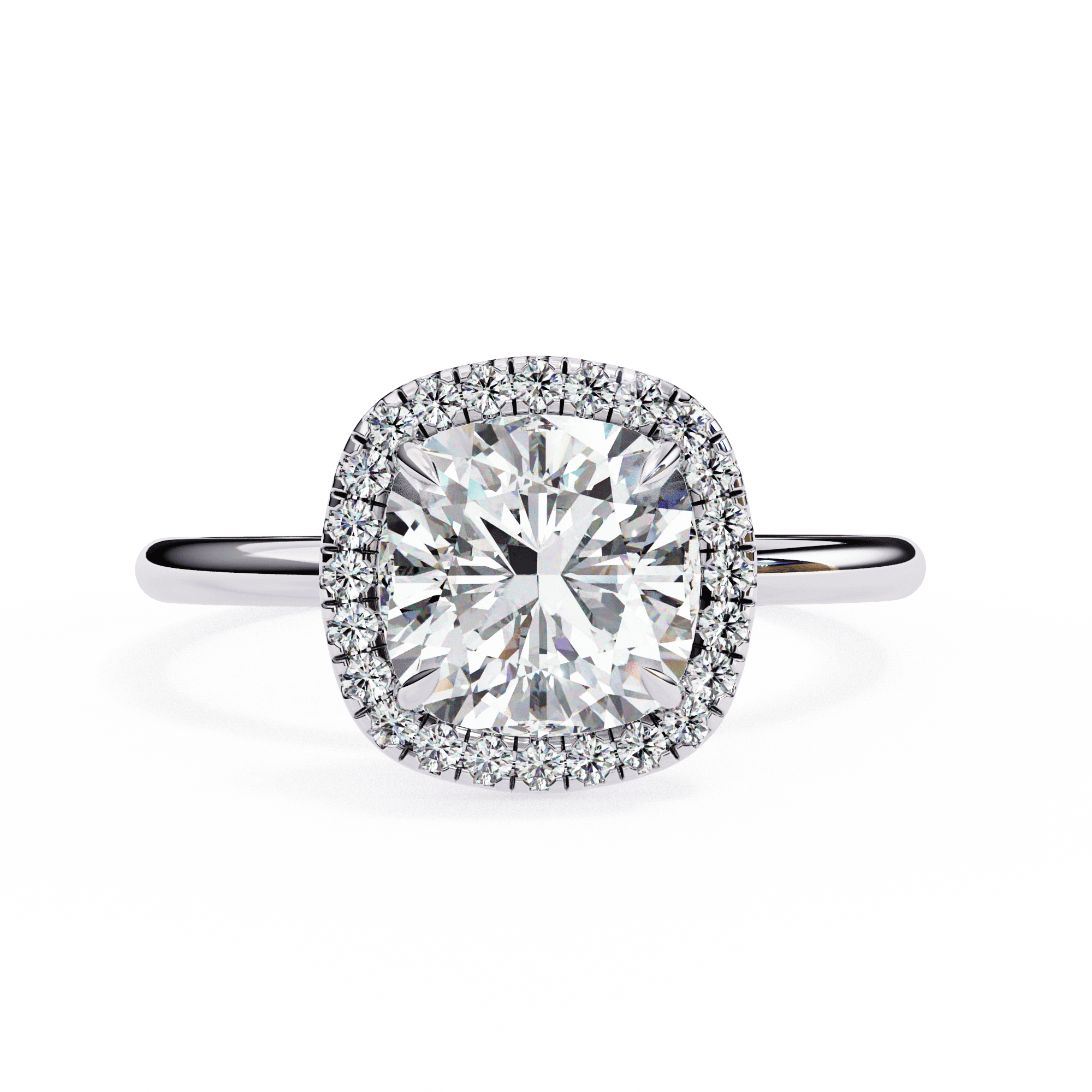 Cushion-Cut Diamond Halo Engagement Ring